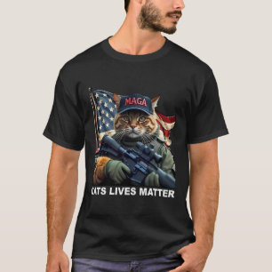 Camiseta Gato Gatos Vive Problema Engraçado Trump 2024