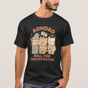 Camiseta Gato Geektroll de Concentração ADHD&D para Jogador