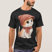 Gato Gelado Com Chapéu, Scarf, Cor De Pastel