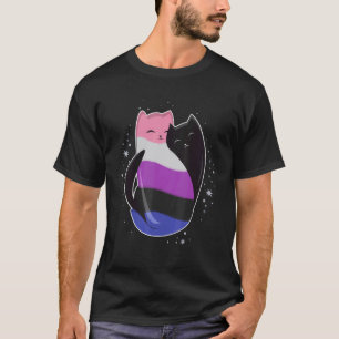 Camiseta Gato Genderfluid Bandeira do Orgulho LGBT Não-biná