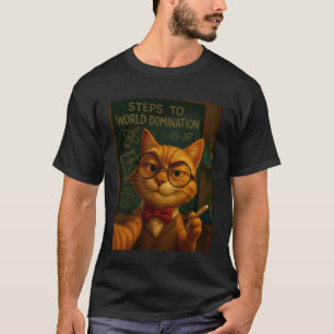 Camiseta Gato Gênio do Mal Passos para a Dominação Mundial