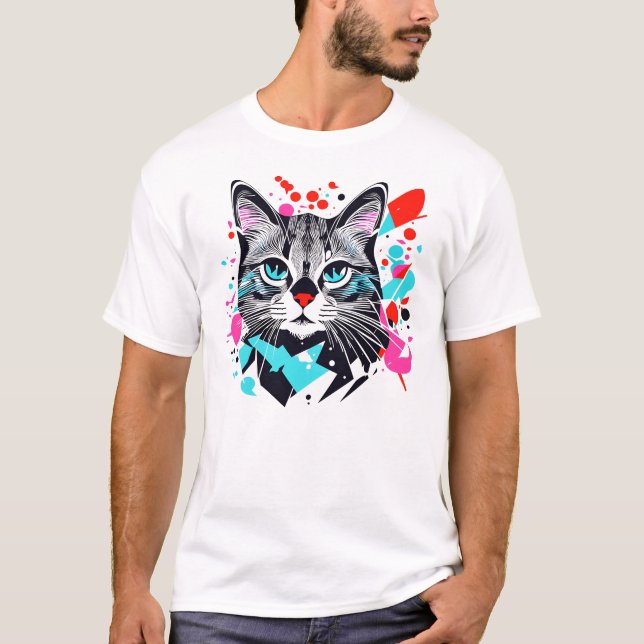 Camiseta gato geométrico (Frente)