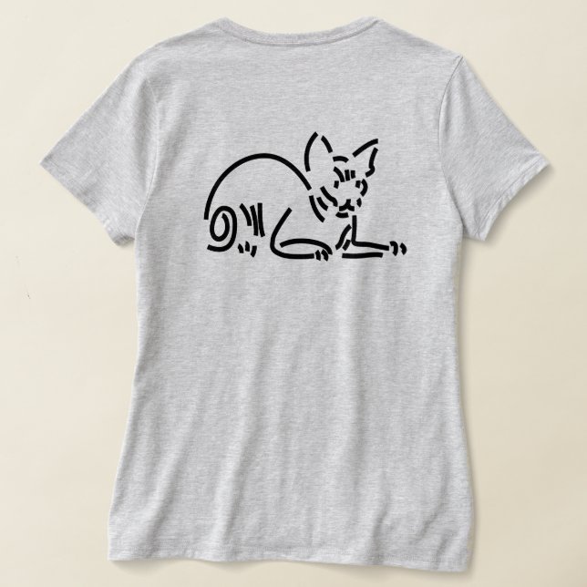 Camiseta Gato Geométrico Abstrato | Construção de Linha Sim (Postura das costas)