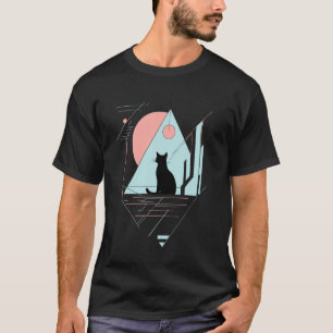Camiseta Gato Geométrico Arte Minimalista Moderna Arte de