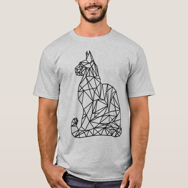 Camiseta Gato Geométrico Moderno Mínimo de Grito Unisex Abs (Frente)