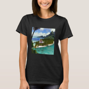 Camiseta Gato Gigante Em Uma Ilha Tropical Gato