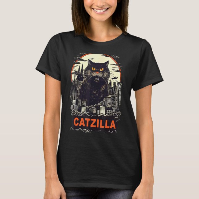 Camiseta Gato Gigante Na Cidade Catzilla (Frente)