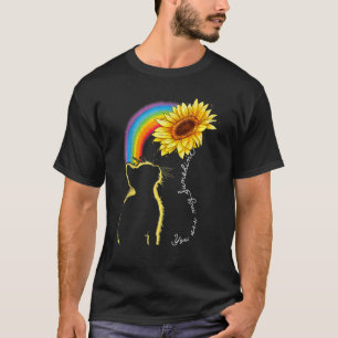 Camiseta Gato Girassol Arco-íris Para Gato Mãe de Gato Sen