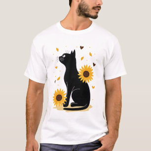 Camiseta Gato Girassol Árvore de Natal Girassol Gato Amante