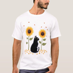 Camiseta Gato Girassol Árvore de Natal Girassol Gato Amante