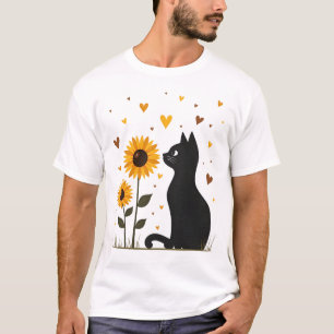 Camiseta Gato Girassol Árvore de Natal Girassol Gato Amante