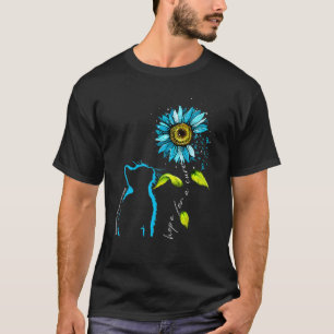 Camiseta Gato Girassol Azul Consciência da Miastenia Gravis