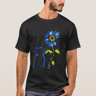 Camiseta Gato Girassol Azul Conscientização da Osteogênese