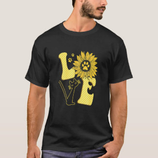 Camiseta Gato Girassol Para Gato Mãe de Gato Para Homens Mu
