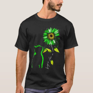 Camiseta Gato Girassol Verde Conscientização da Doença Celí