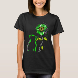 Camiseta Gato Girassol Verde Conscientização sobre Lesão Me