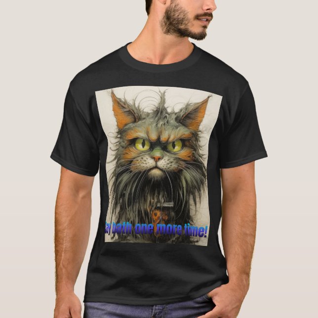 Camiseta Gato giro e irritado (Frente)