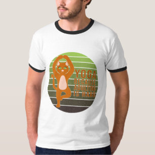 Camiseta Gato giro engraçado fazendo yoga. yoga design engr