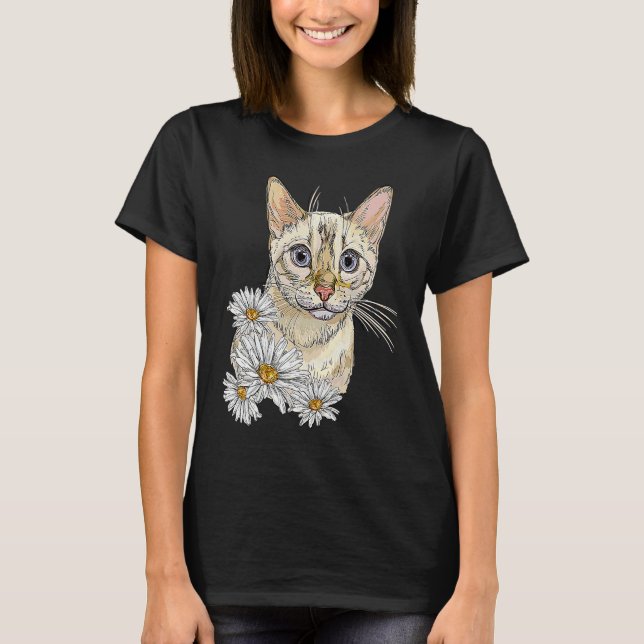 Camiseta Gato giro para adoção do Gatinho de margarida de K (Frente)