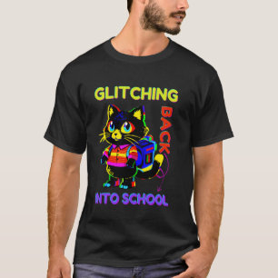 Camiseta Gato Glitch de Volta à Escola Glitchando de Volta