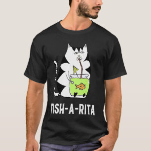 Camiseta Gato Gordo Bebendo De Uma Tigela De Peixes Bebendo