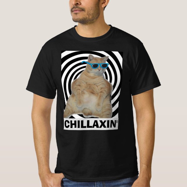 Camiseta Gato Gordo de ChilLAXIN com óculos de sol (Frente)