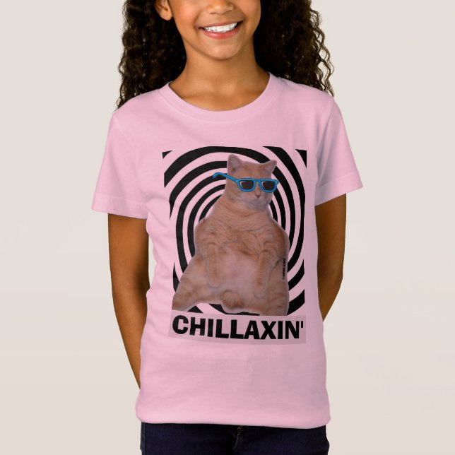 Camiseta Gato Gordo de ChilLAXIN com óculos de sol (Frente)