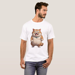 Camiseta Gato gordo e gordo, fofo e engraçado