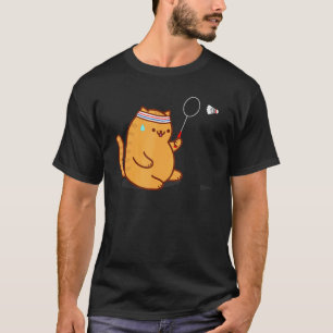 Camiseta Gato Gordo Engraçado Jogando Badminton