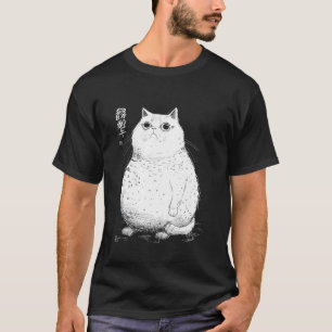 Camiseta Gato Gordo Mal-Humorado Arte Japonesa I Gato Chonk