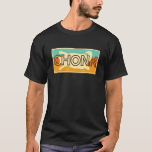 Camiseta Gato Gordo Meme Gato Chonk Pôr do Sol Retrô Vintag
