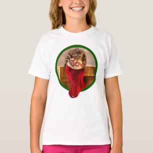 Camiseta Gato gordo na meia do Natal