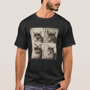 Camiseta Gato gordo no estilo máquina de foto antiga, gatos