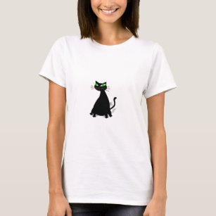 Camiseta Gato Gordo Preto Com Olhos Verdes