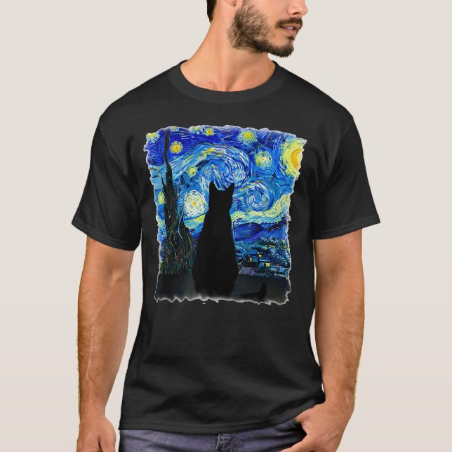Camiseta Gato gostando de uma Noite Estrelada! (Frente)