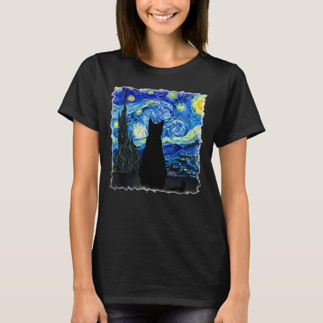 Camiseta Gato gostando de uma Noite Estrelada! (Frente)