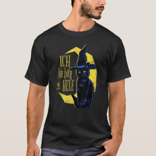 Camiseta Gato Gótico da Lua Estou aqui a bruxa