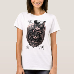 Camiseta Gato gótico e camiseta-aranha