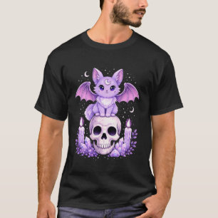 Camiseta Gato Gótico Fofo Morcego Kawaii Pastel Gótico Esté