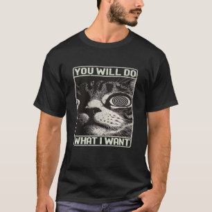 Camiseta Gato Gráfico de Frase Engraçada Você Vai Fazer o Q