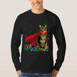 Camiseta Gato Gráfico de Sensibilização para o Autismo do M