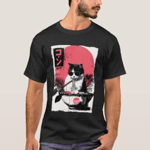 Camiseta Gato Groovy Ramen Japonês Retro Anos 80 70 Cool An