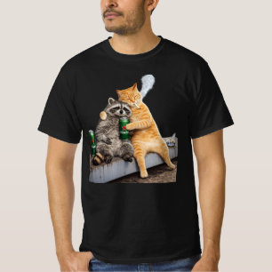 Camiseta Gato Guaxinim Fumando Cigarro Bebida de Meme Vin