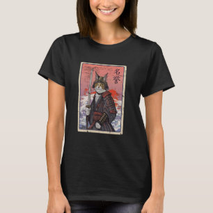 Camiseta Gato Guerreiro Samurai Gráfico, Gato de Arte Japon