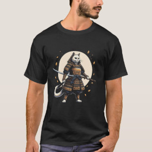 Camiseta Gato Guerreiro Samurai Japonês Retro Ninja Homens