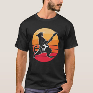Camiseta Gato Guitarrista - Gato de Música Rock Engraçado