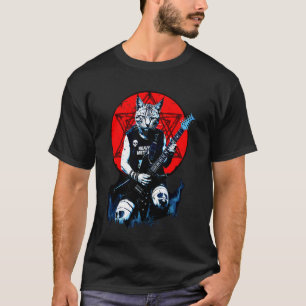 Camiseta Gato Guitarrista Meowtal Pesado Música Extrema Met