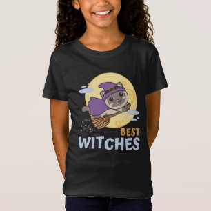 Camiseta Gato Halloween Bruxas Meninas Bruxas Melhores Brux