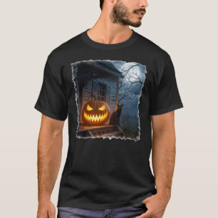 Camiseta Gato Halloween com Jack-o-Lanterna