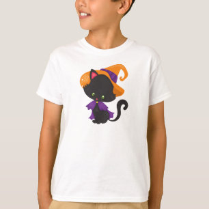 Camiseta Gato Halloween, Gato Bonito, Gato Negro, Chapéu de